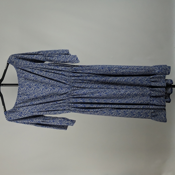 RTM Dress Size 22 Cream Blue Floral Maxi Ruffle 3/4 Sleeves Off-the-Shoulder NEW - Picture 5 of 7